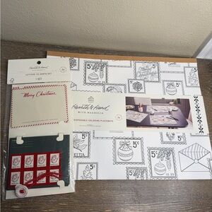 New 24 pk Hearth & Hand Coloring Placemats and Santa Letters (includes 6 cards)